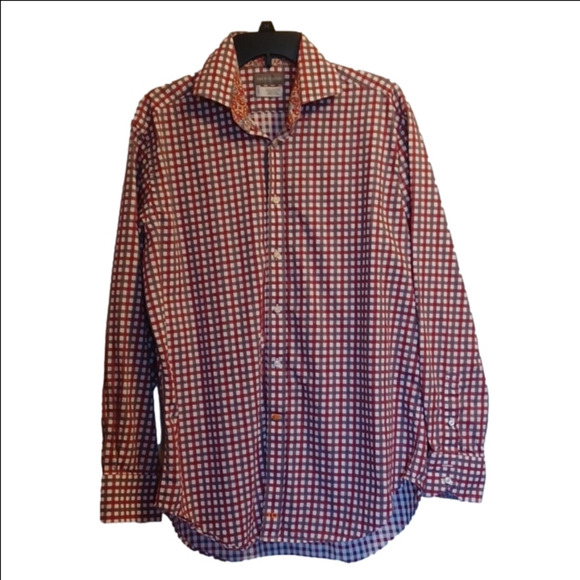 THOMAS DEAL, PLAID, LONG SLEEVE, BUTTON DOWN SHIRT, SIZE LARGE. - Picture 1 of 7